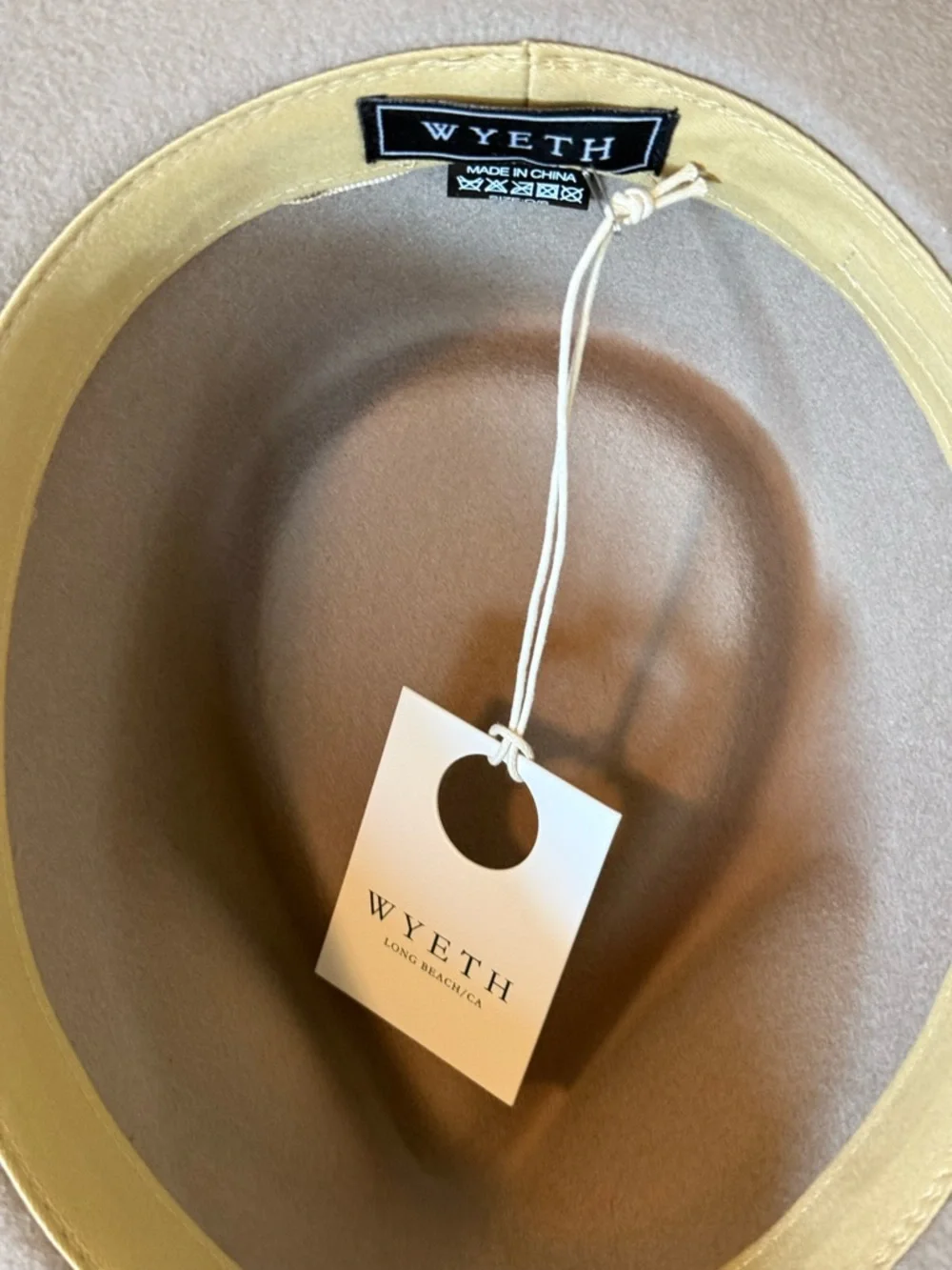 NWT Wyeth Taupe 100% Australian Wool Adjustable Fedora Wide Brim Hat